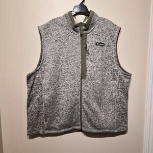Columbia 3X Men's Sweater Weather Fleece Full Zip Vest Heathered Gray with Green